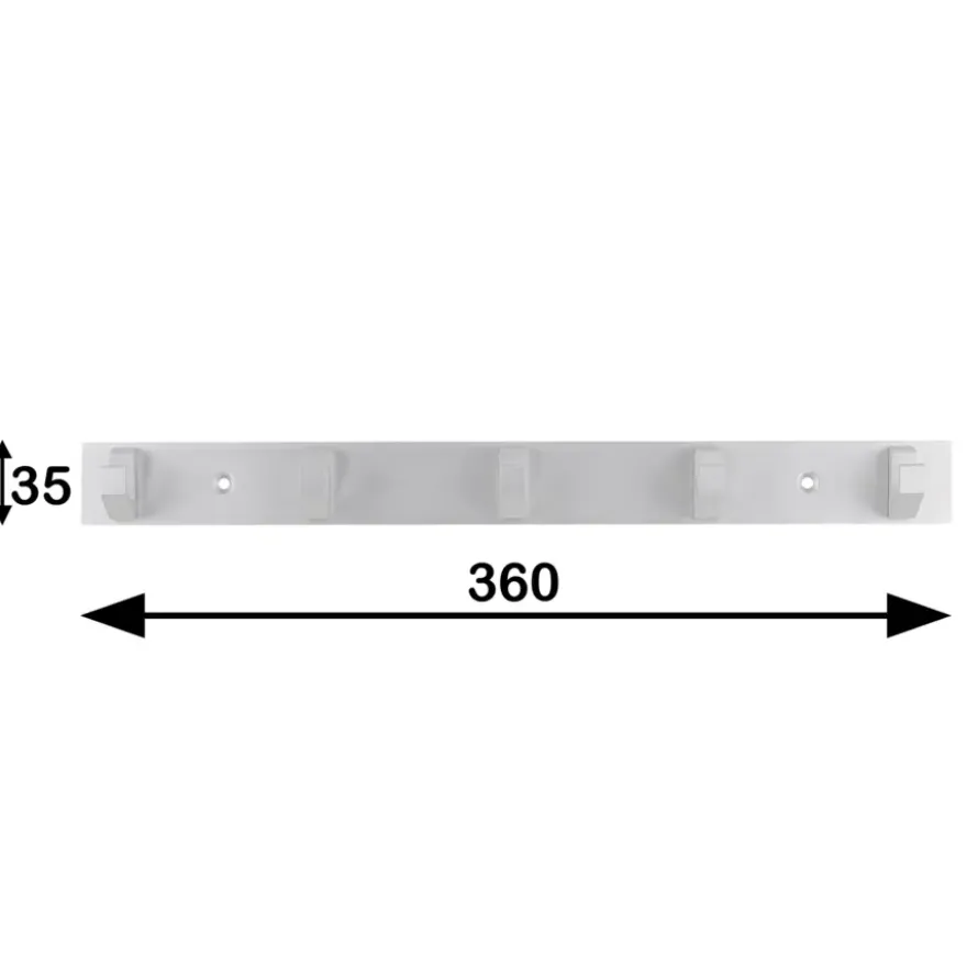 Kapstok 5 haken Kristel aluminium 360 mm
