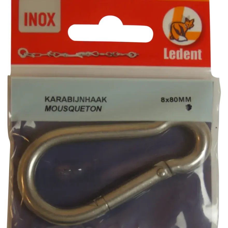 Karabijnhaak RVS 80 mm 1 stuk