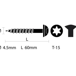 KARWEI afdichtschroef 4,5x60 mm (15 stuks)