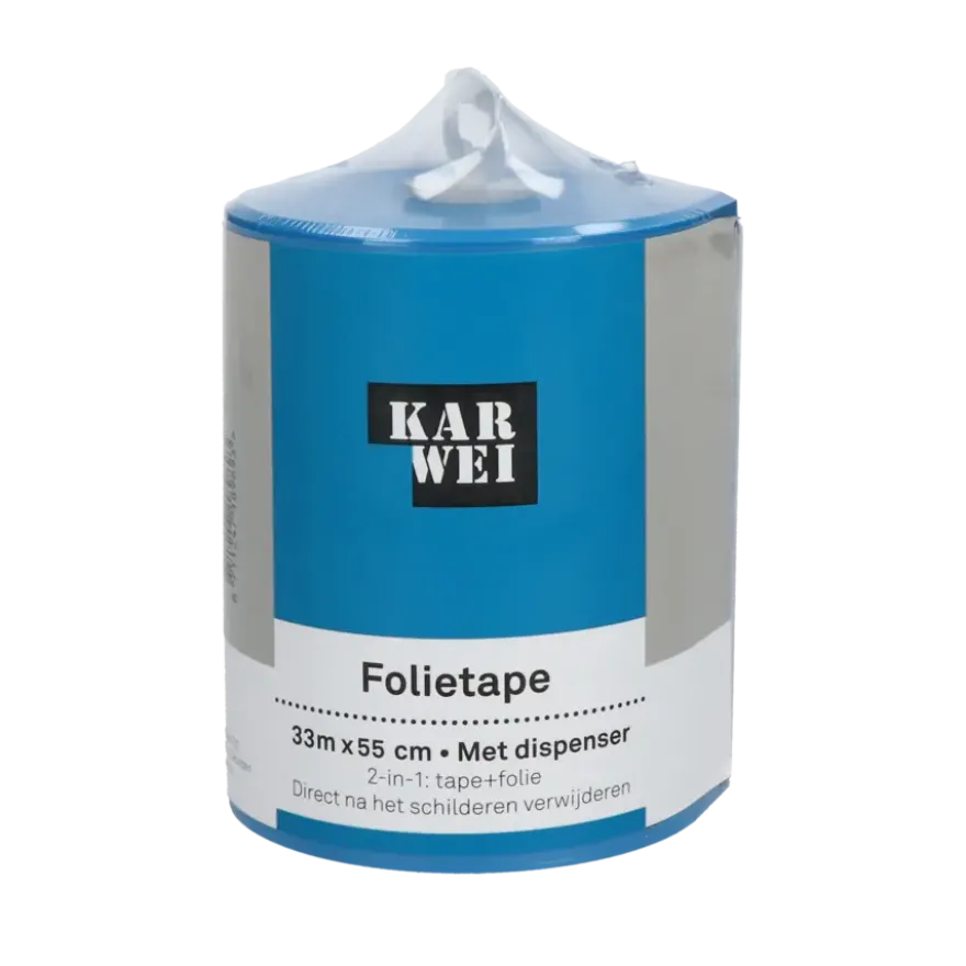 KARWEI afplaktape met afdekfolie in dispenser 33m x 55cm