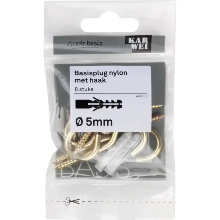 KARWEI Basisplug 5x25mm + haak 4x50mm 8ST