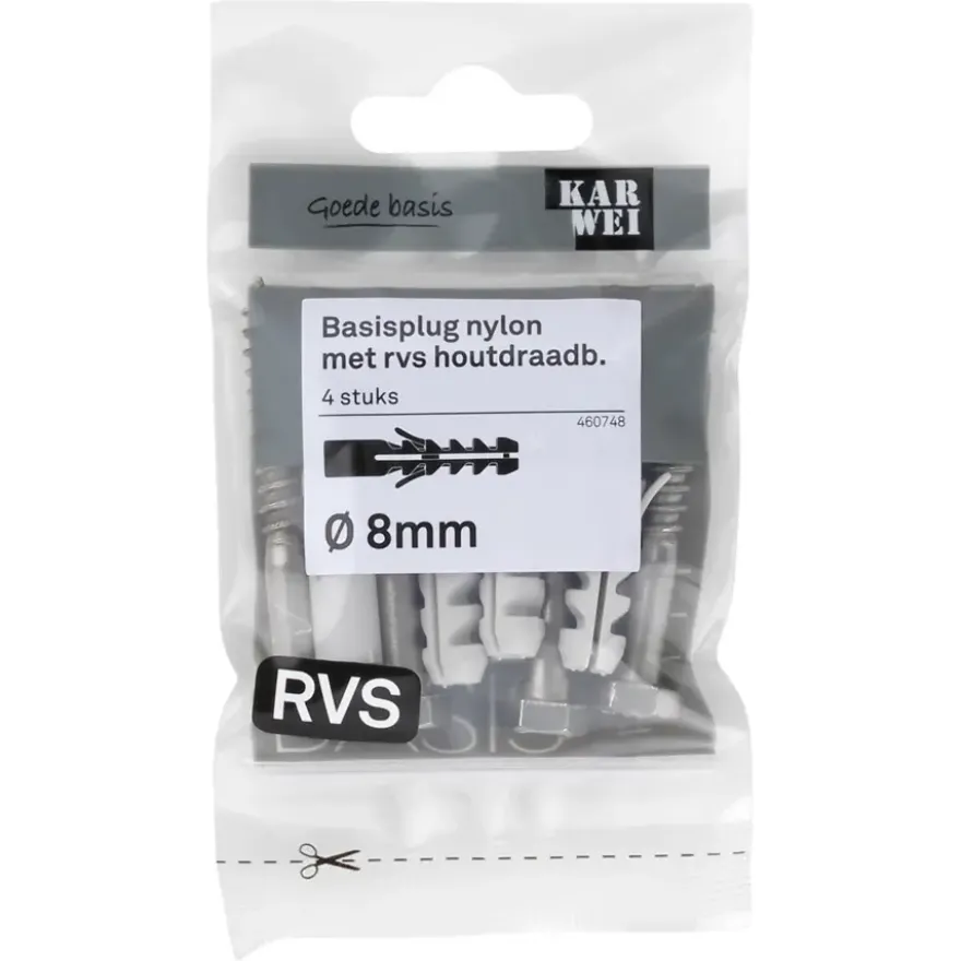 KARWEI Basisplug 8x40mm + hdb 6x40mm RVS 4ST