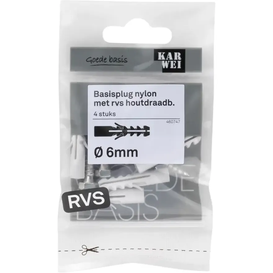 KARWEI Basisplug 6x30mm+hdb 5x35 RVS 4ST