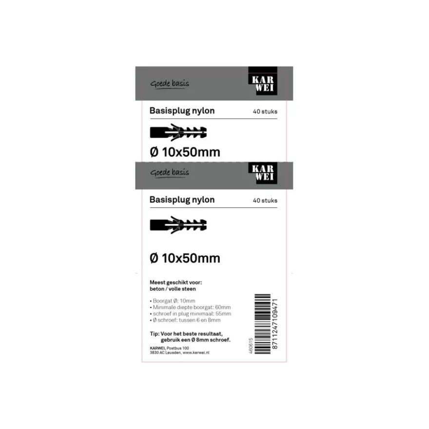 KARWEI Basisplug 10x50mm 40ST