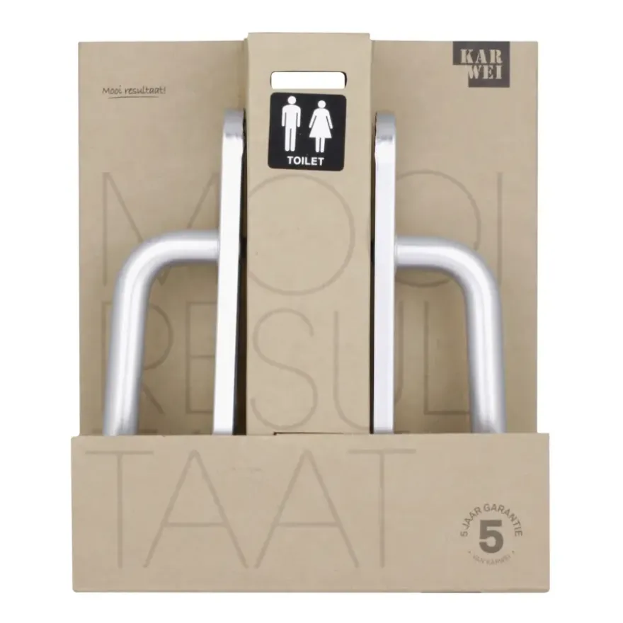Karwei deurkruk set Abel ovaal schild vrij-bezet sluiting 63/8 mm aluminium
