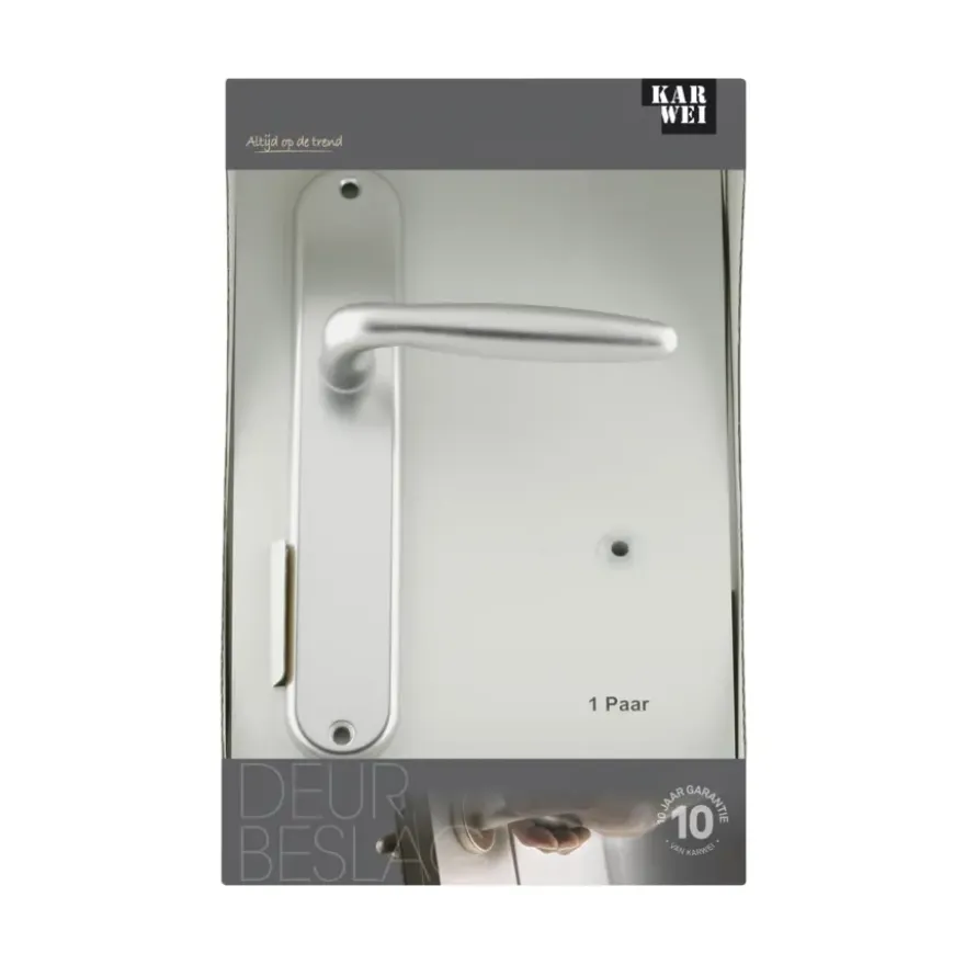 Karwei deurkruk set Antonio ovaal blind schild aluminium
