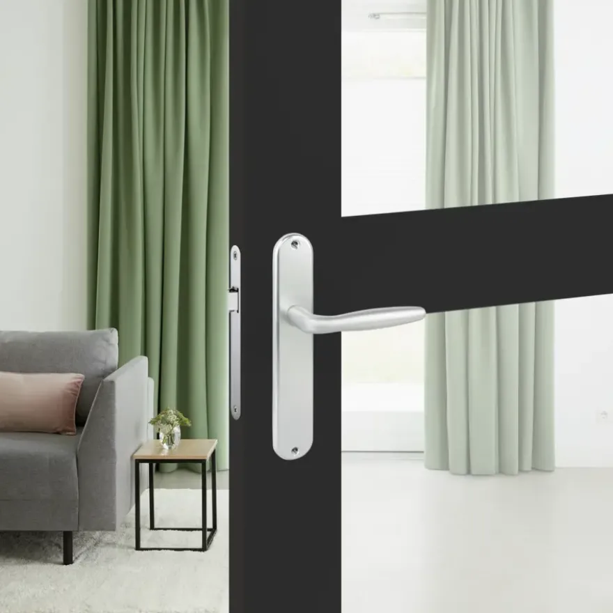 Karwei deurkruk set Antonio ovaal blind schild aluminium