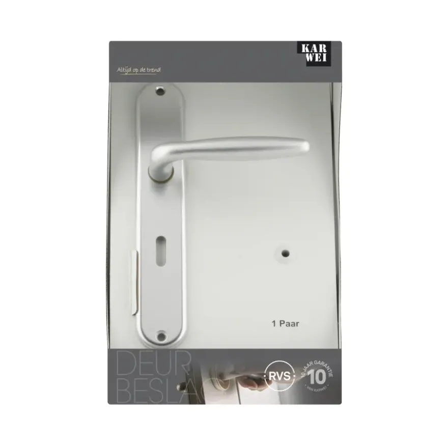 Karwei deurkruk set Antonio ovaal schild sleutelgat 56 mm aluminium