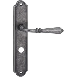 Karwei deurkruk set Bento ovaal schild vrij-bezet sluiting 63/8 mm tin look messing