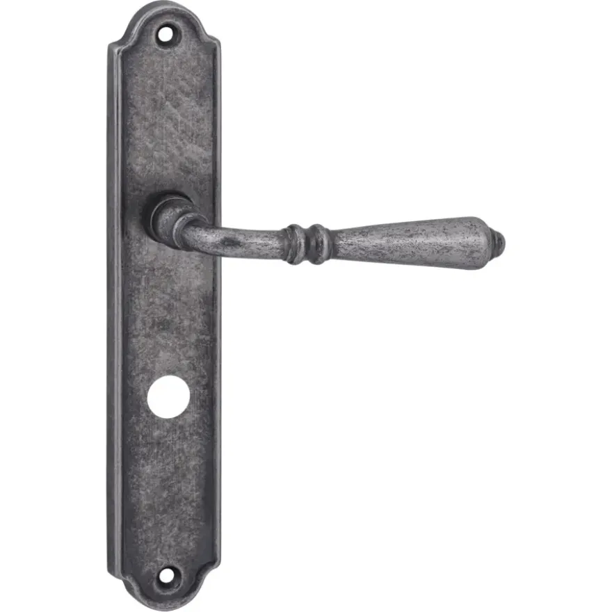 Karwei deurkruk set Bento ovaal schild vrij-bezet sluiting 63/8 mm tin look messing
