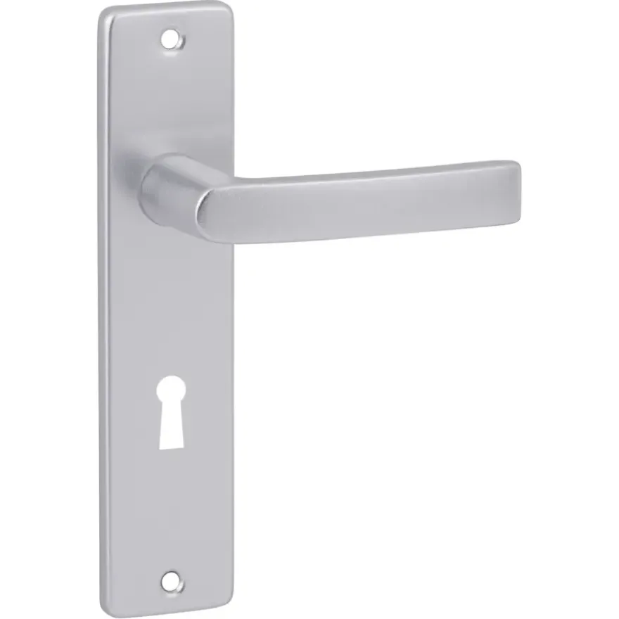 Karwei deurkruk set Blok recht schild sleutelgat 56 mm aluminium