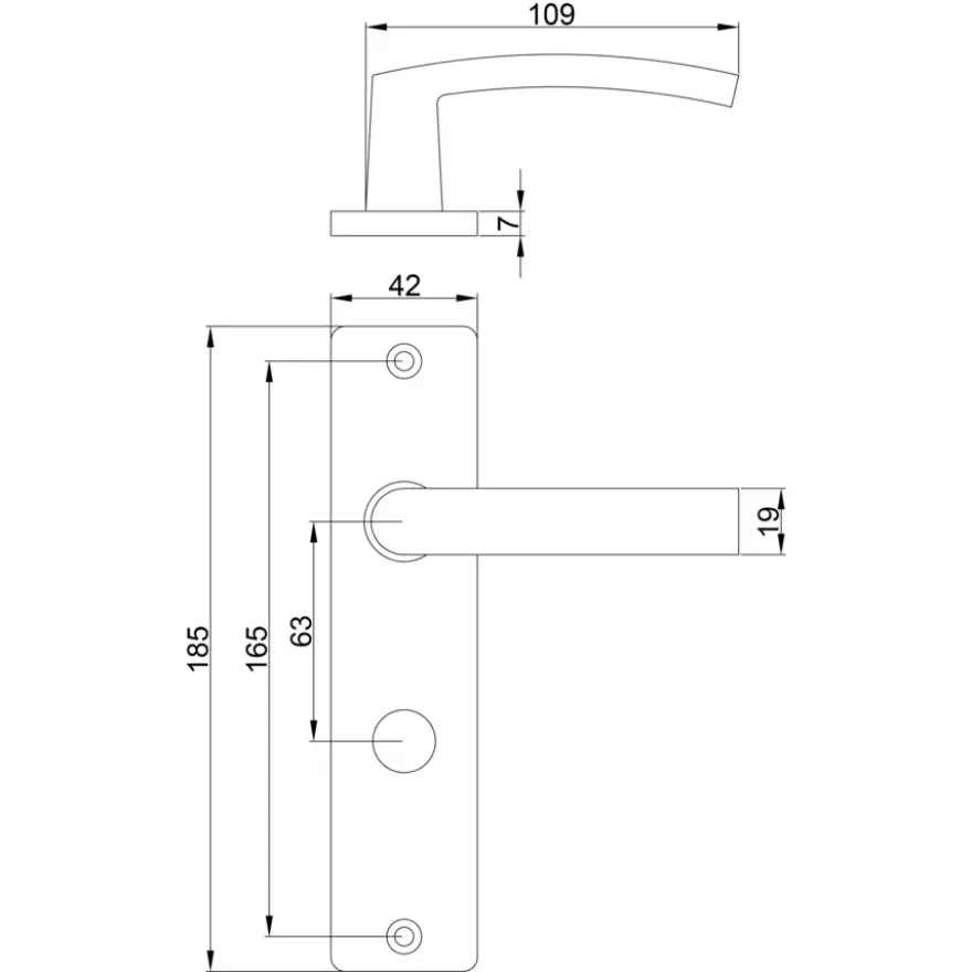 Karwei deurkruk set Blok recht schild vrij-bezet sluiting 63/8 mm aluminium