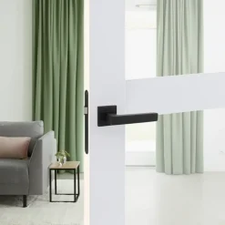 Karwei deurkruk set Chelsea vierkant rozet zwart RVS