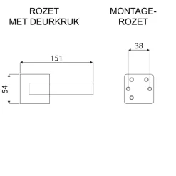 Karwei deurkruk set Chelsea vierkant rozet zwart RVS