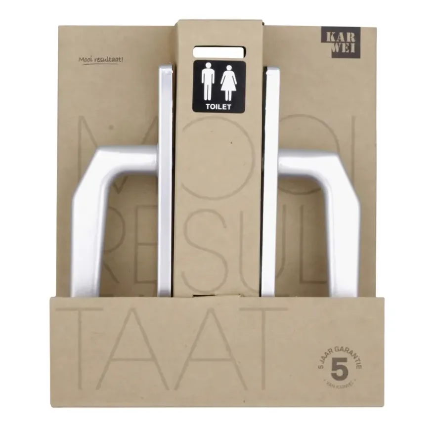 Karwei deurkruk set Daan recht schild vrij-bezet sluiting 63/8 mm aluminium