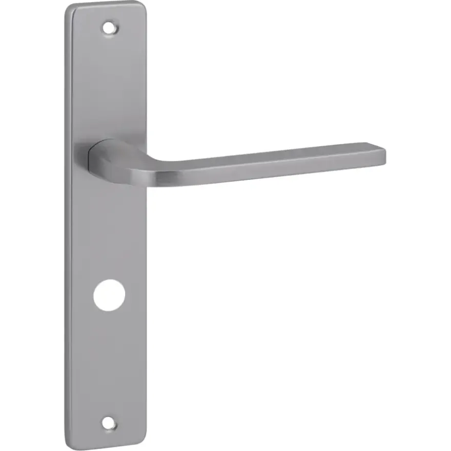 Karwei deurkruk set Enzo recht schild vrij-bezet sluiting 63/8 mm RVS look aluminium