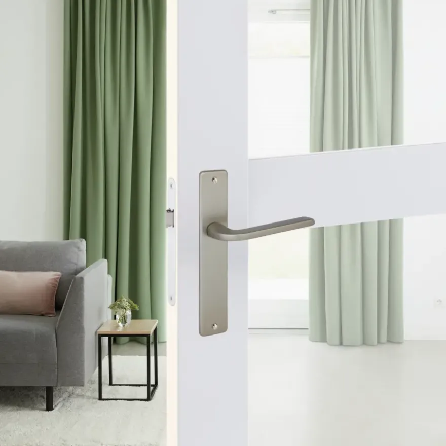 Karwei deurkruk set Enzo recht blind schild RVS look aluminium