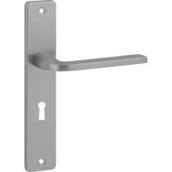Karwei deurkruk set Enzo recht schild sleutelgat 56 mm RVS look aluminium