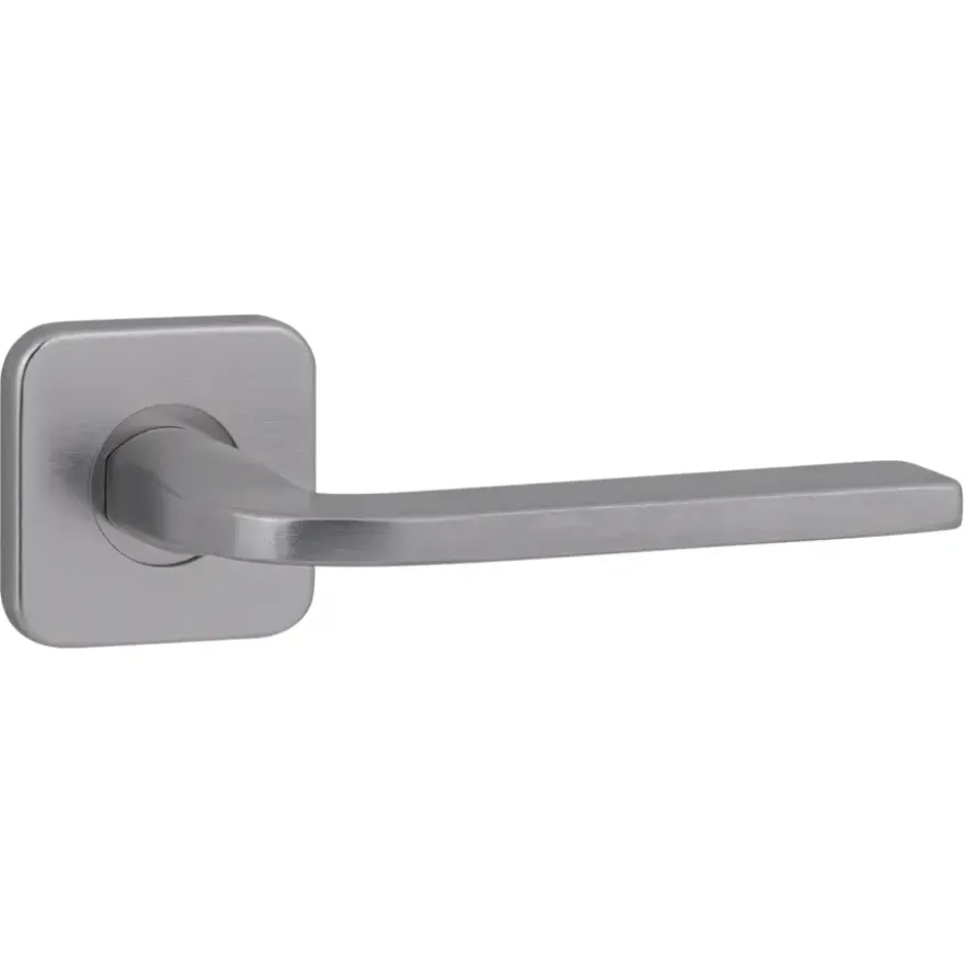 Karwei deurkruk set Enzo vierkant rozet RVS look aluminium