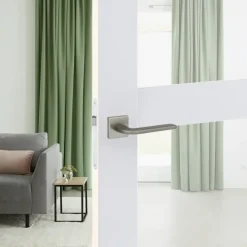 Karwei deurkruk set Enzo vierkant rozet RVS look aluminium