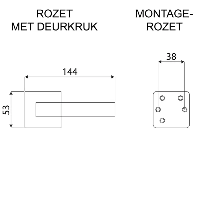 Karwei deurkruk set Enzo vierkant rozet RVS look aluminium