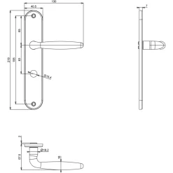 Karwei deurkruk set Eros ovaal schild vrij-bezet sluiting 63/8 mm messing mat aluminium