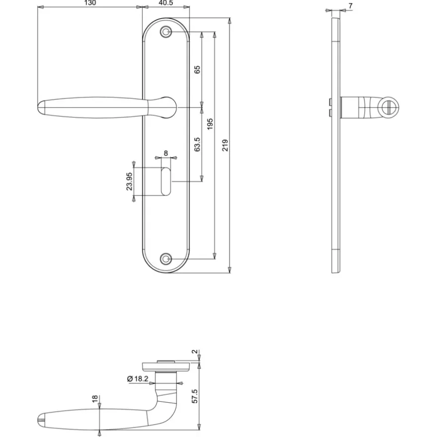 Karwei deurkruk set Eros ovaal schild sleutelgat 56 mm messing mat aluminium