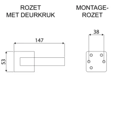 Karwei deurkruk set France vierkant rozet ANOX aluminium mat