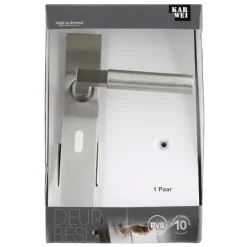 Karwei deurkruk set Fulham recht schild sleutelgat 56 mm RVS