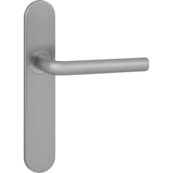 Karwei deurkruk set Gino ovaal blind schild RVS look aluminium