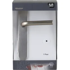 Karwei deurkruk set Gino ovaal blind schild RVS look aluminium
