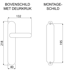 Karwei deurkruk set Gino ovaal blind schild RVS look aluminium