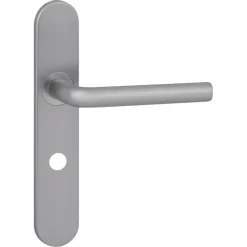 Karwei deurkruk set Gino ovaal schild vrij-bezet sluiting 63/8 mm RVS look aluminium