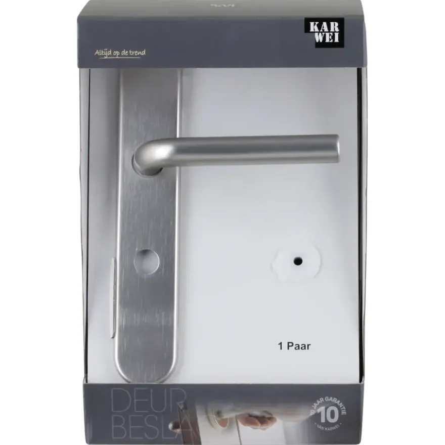 Karwei deurkruk set Gino ovaal schild vrij-bezet sluiting 63/8 mm RVS look aluminium