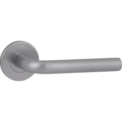 Karwei deurkruk set Gino rond rozet RVS look aluminium
