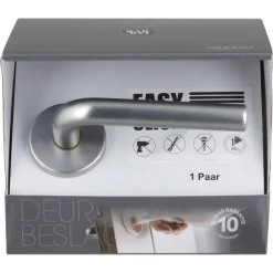 Karwei deurkruk set Gino rond rozet RVS look aluminium