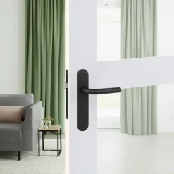 Karwei deurkruk set Henry ovaal blind schild zwart RVS