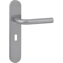 Karwei deurkruk set Henry ovaal schild sleutelgat 56 mm RVS