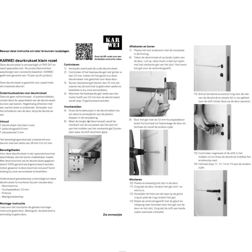 Karwei deurkruk set Henry rond rozet klein zwart RVS