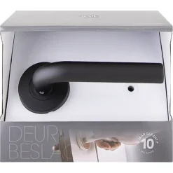 Karwei deurkruk set Henry rond rozet zwart RVS