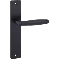 Karwei deurkruk set Lopes recht blind schild zwart messing