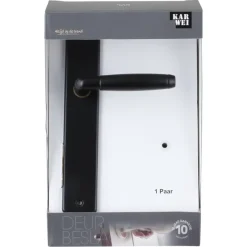 Karwei deurkruk set Lopes recht blind schild zwart messing