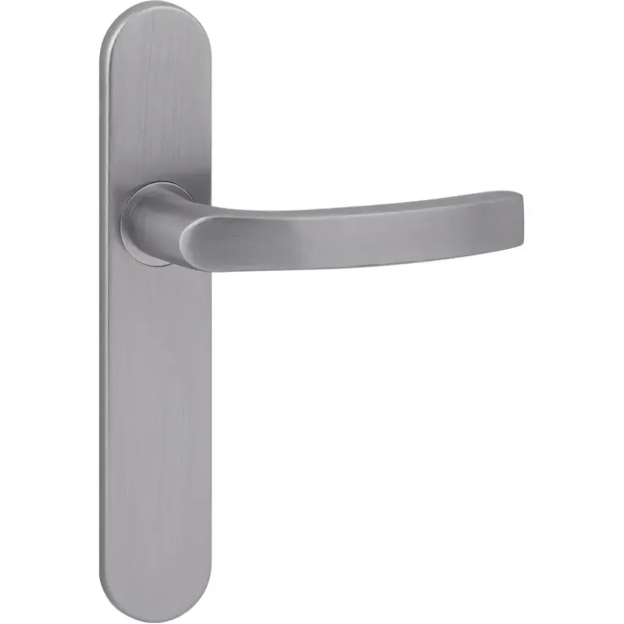 Karwei deurkruk set Lorenzo ovaal blind schild RVS look aluminium