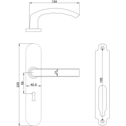 Karwei deurkruk set Lorenzo ovaal schild sleutelgat 56 mm RVS look aluminium