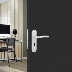 Karwei deurkruk set L-vorm ovaal schild sleutelgat 56 mm aluminium