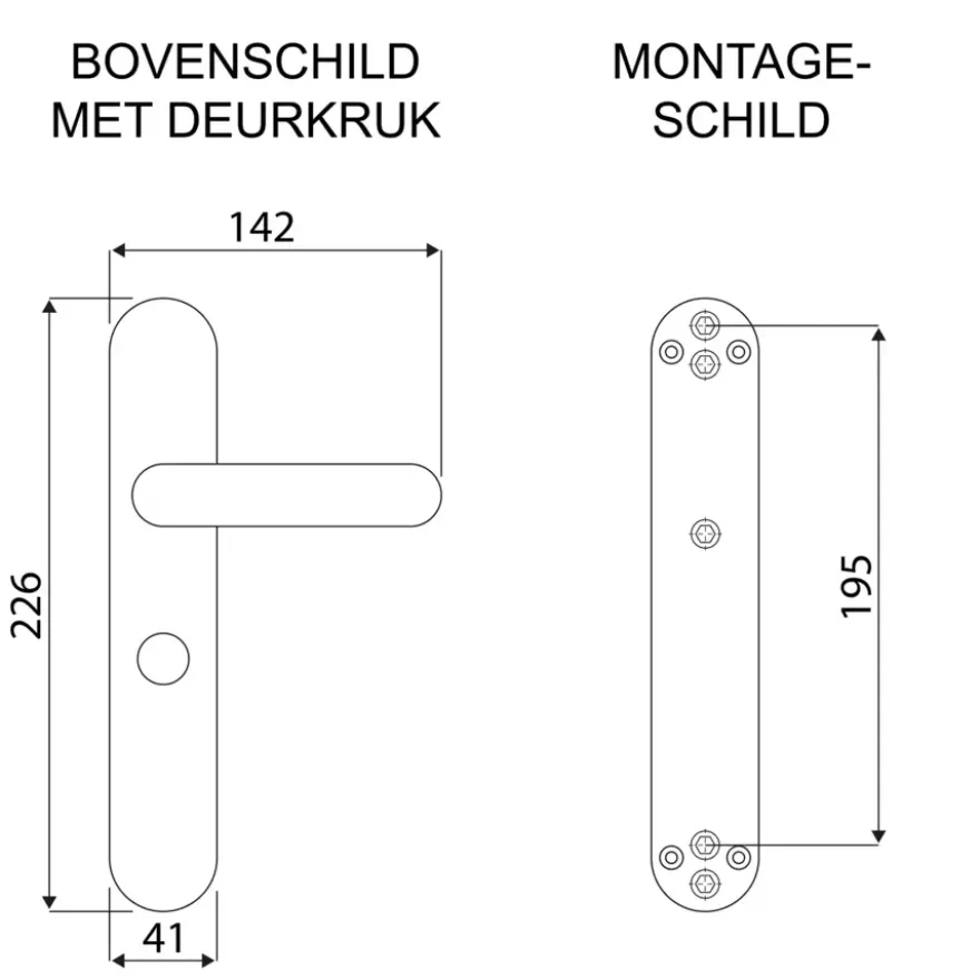 Karwei deurkruk set Roberto ovaal schild vrij-bezet sluiting 63/8 mm RVS