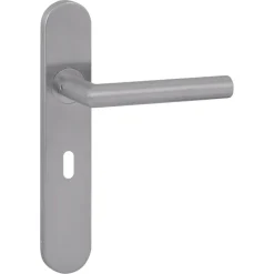 Karwei deurkruk set Roberto ovaal schild sleutelgat 56 mm RVS