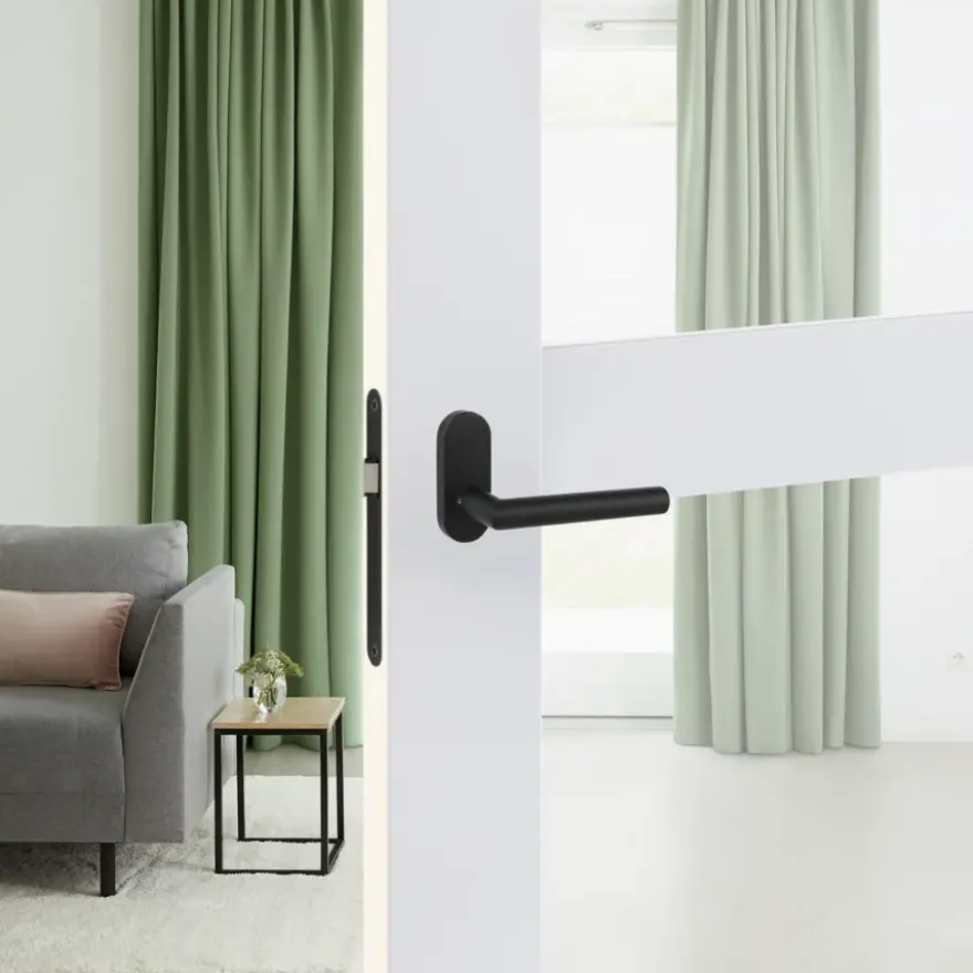 Karwei deurkruk set Roberto patent schild zwart RVS