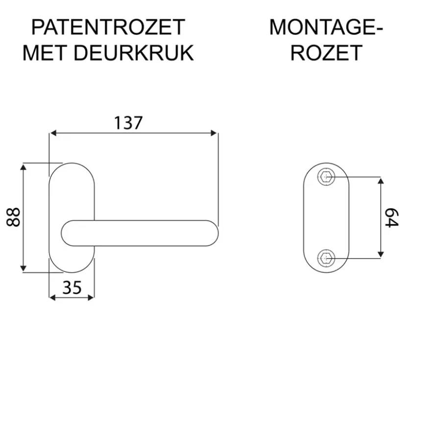 Karwei deurkruk set Roberto patent schild zwart RVS