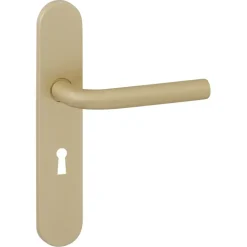 Karwei deurkruk set Rocco ovaal schild sleutelgat 56 mm messing mat